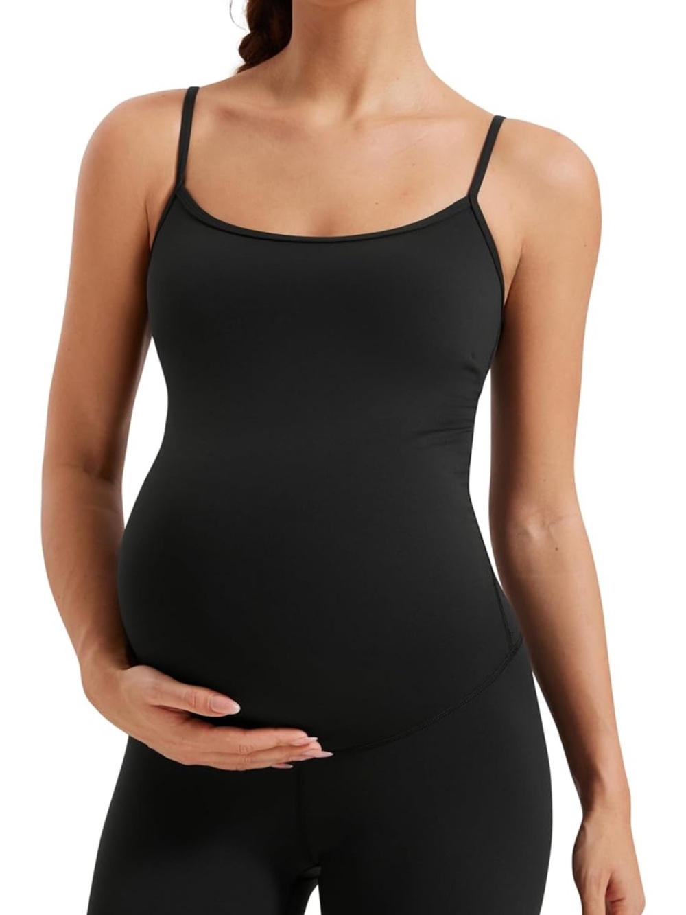 Maternity Seamless Cami Tank Top — Black